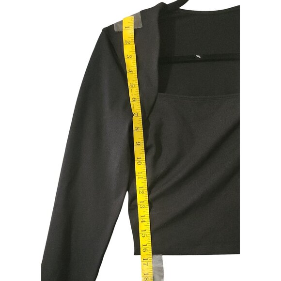 Set Of 3 Baleaf Long Sleeve Square Neck Crop Tops Black & Gray Womens Size S - Picture 12 of 15